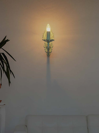Distressed Green Cast Aluminium 1-Light Candelabra Wall Sconce – 27.2 cm
