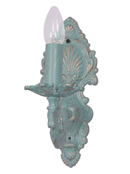 Distressed Green Cast Aluminium 1-Light Candelabra Wall Sconce – 27.2 cm