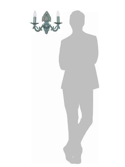 Distressed Green Aluminium 2-Light Wall Sconce – 35.6 cm