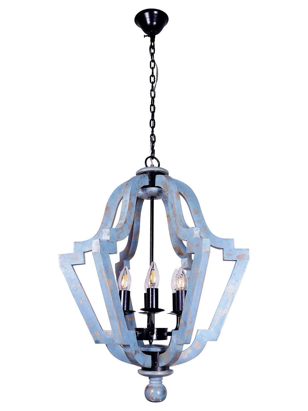 Distressed Grey Wood 6-Light Chandelier – 50.8 cm