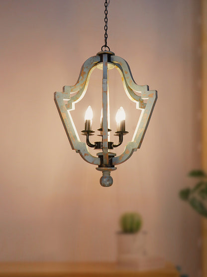 Distressed Grey Wood 6-Light Chandelier – 50.8 cm