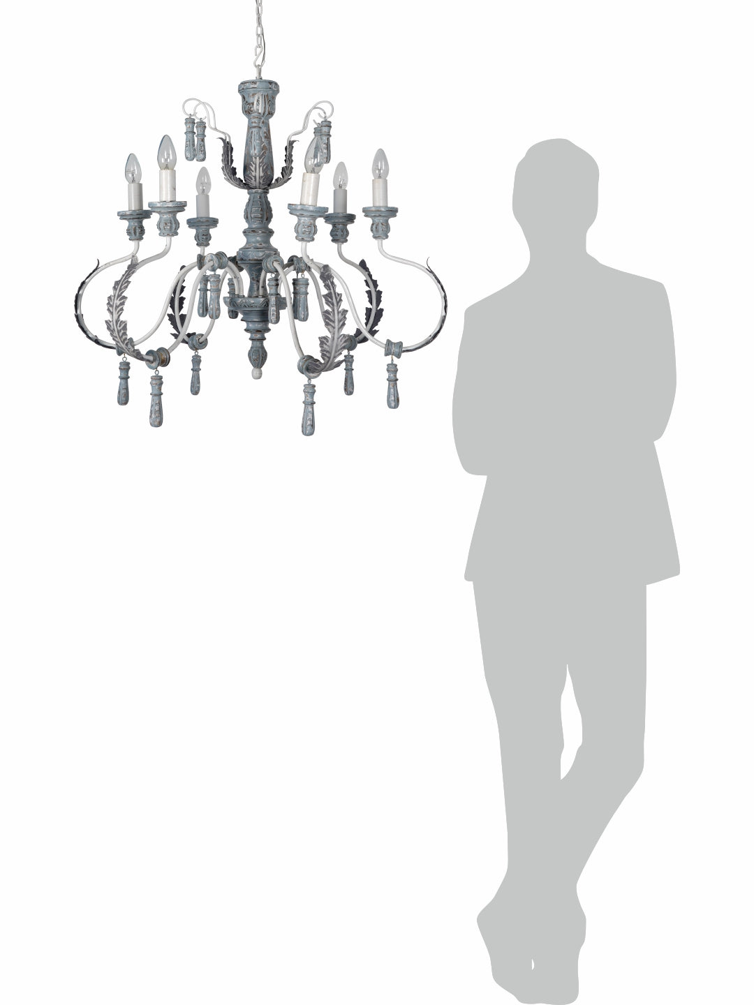 Distressed Grey Wood 6-Light Chandelier – 76.2 cm