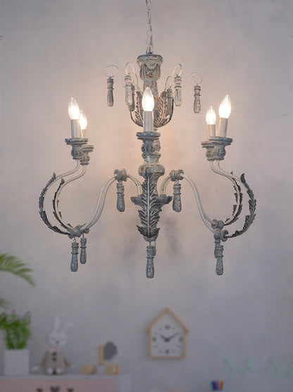 Distressed Grey Wood 6-Light Chandelier – 76.2 cm