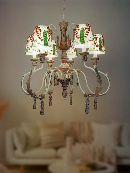 Distressed Grey Wood 6-Light Chandelier – 73.7 cm