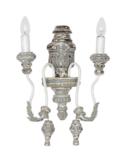 Distressed Grey Wood Mild Steel 2-Light Wall Sconce – 48.3 cm