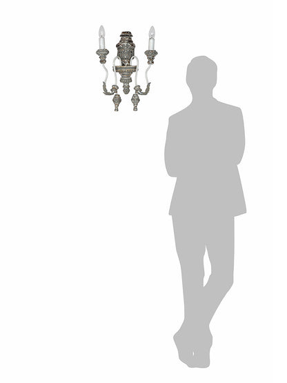 Distressed Grey Wood Mild Steel 2-Light Wall Sconce – 48.3 cm