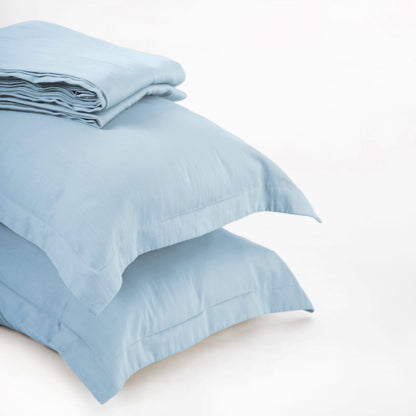 SKY BLUE 300TC flat sheet set, premium pure cotton satin