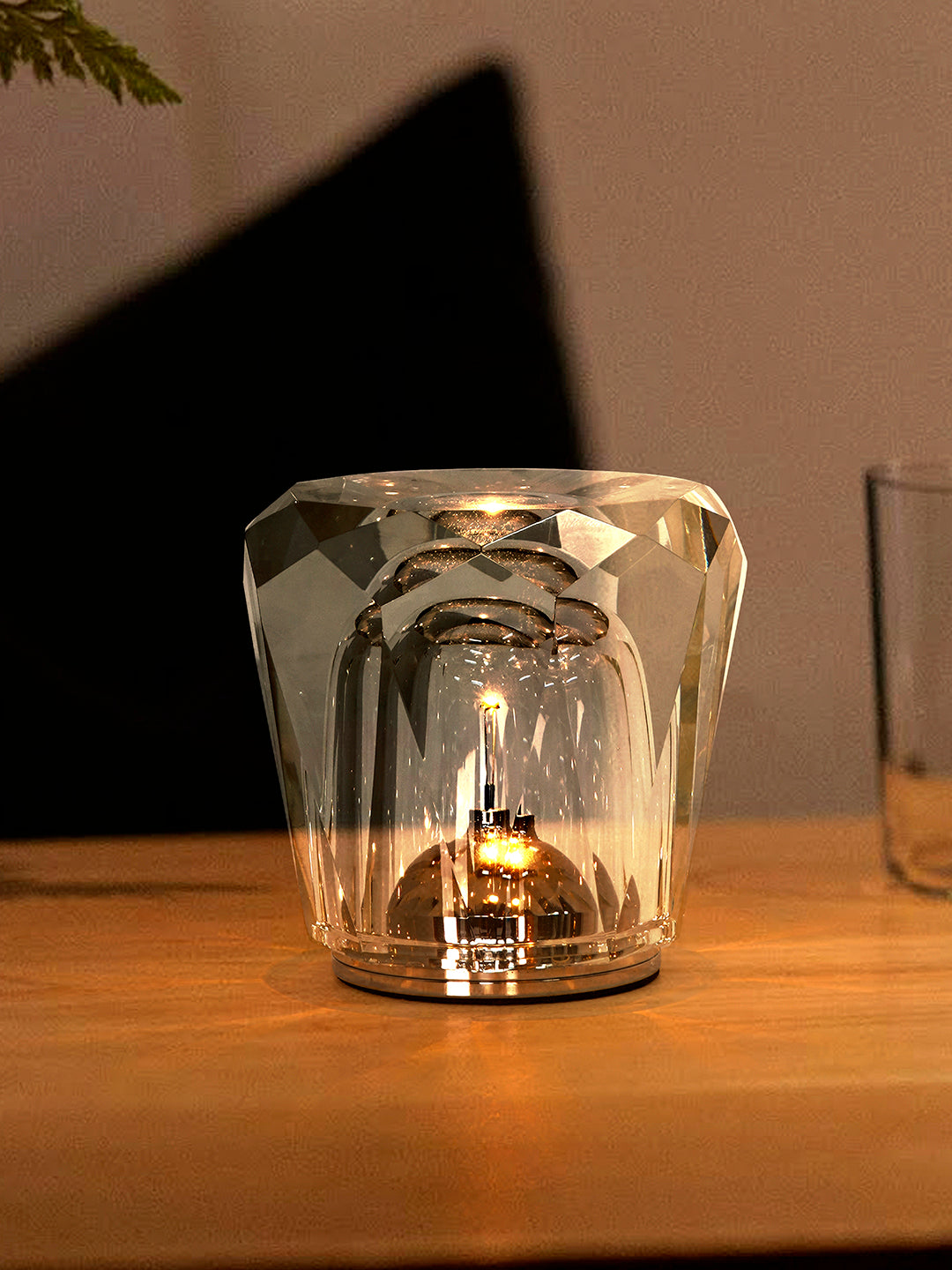 Clear Cut Crystal Solitaire Touch-Dimmable Rechargeable Mini Table Lamp - Modern Gem Accent Light