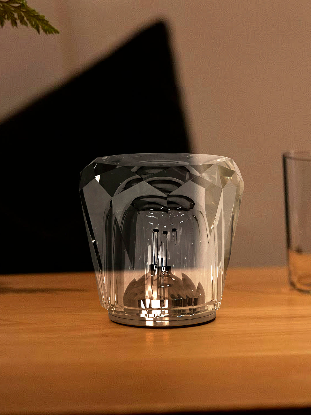 Clear Cut Crystal Solitaire Touch-Dimmable Rechargeable Mini Table Lamp - Modern Gem Accent Light