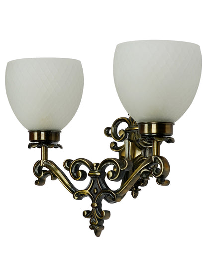 Brass Antique Aluminium Glass 2-Light Wall Sconce – 40.6 cm