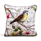 Botanical Sparrow Print Quilted Cushion Cover 16X16 inches