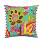 Stylized Floral Aqua - Embroidered Cushion Cover