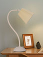 White Touch-Dimmable Rechargeable Mini Desk Lamp with Pleated Shade - Modern Gooseneck Table Light