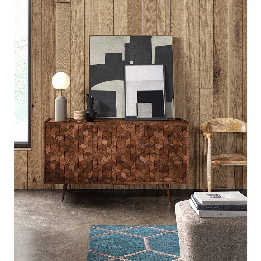 Terning Acacia Sideboard Walnut Lite Finish Indoor Outdoor Storage