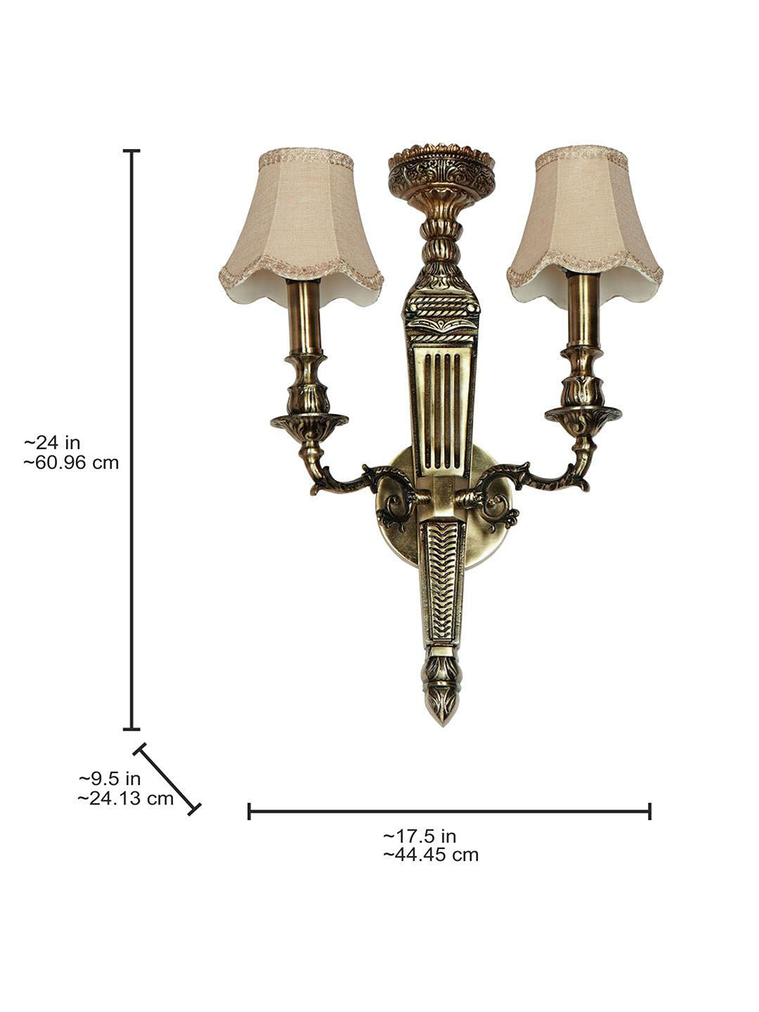 Brass Antique Aluminium 2-Light Wall Sconce – 61 cm