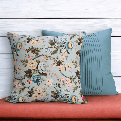Amour Duck Egg Linen Pillow Cover with Pin Tuck Detail