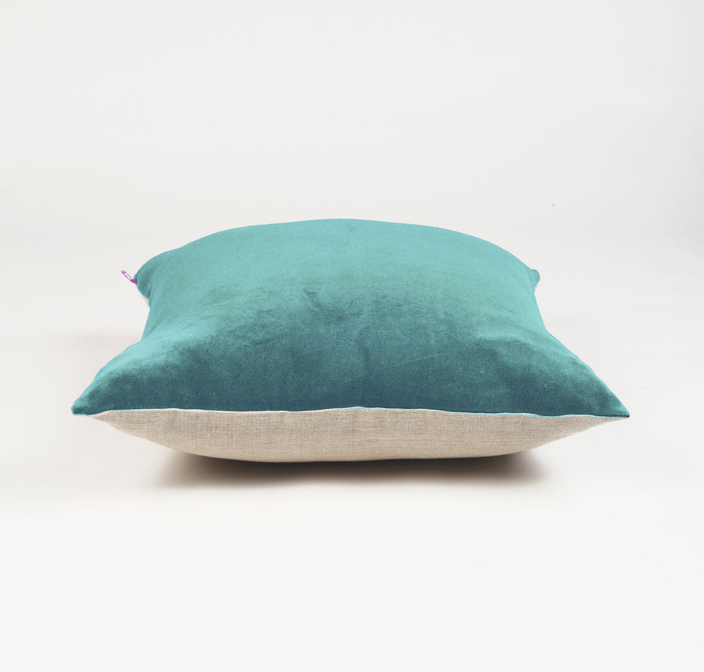 Teal Velvet and Linen Reversible Pillow Cover – Autumn Elegance