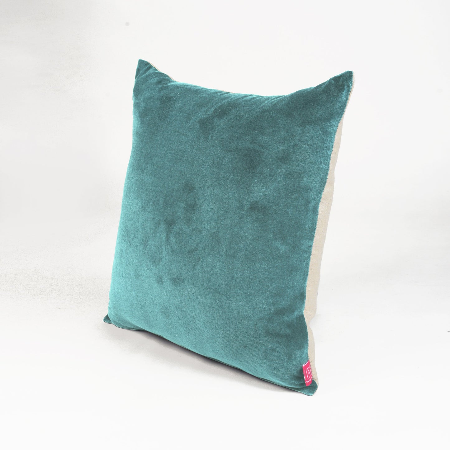 Teal Velvet and Linen Reversible Pillow Cover – Autumn Elegance