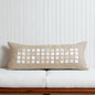 Pure Linen Pillow Cover with White Grid & Rice Stitch Embroidery