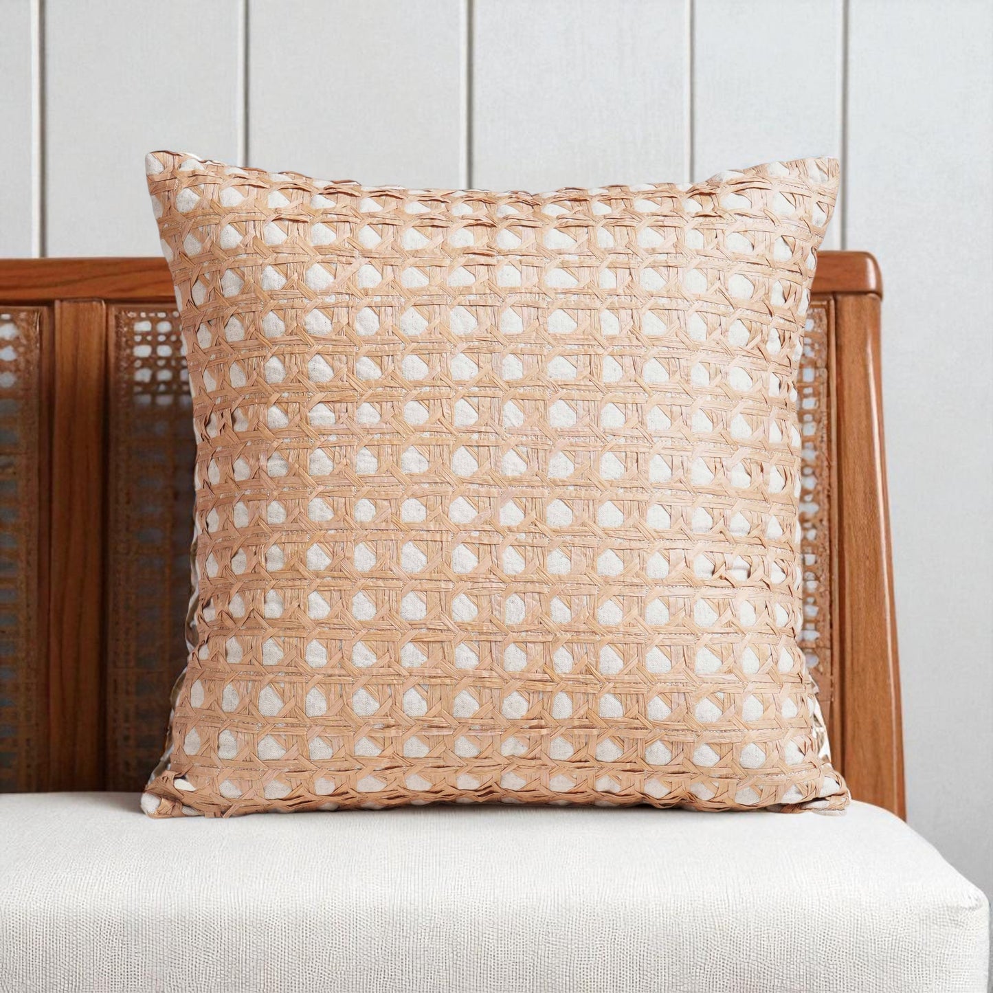 Pure Elements Luxury Hand-Interlaced Faux Raffia Pillow Cover 18x18
