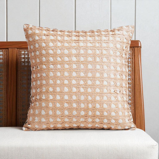 Pure Elements Luxury Hand-Interlaced Faux Raffia Pillow Cover 18x18