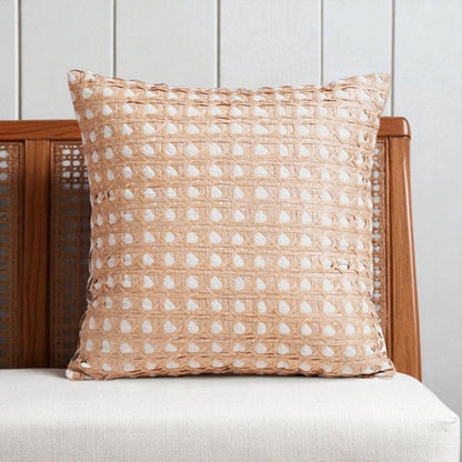 PURE ELEMENTS - Luxury Hand-Interlaced Faux Raffia Pillow Cover – 18x18 inches - monotone