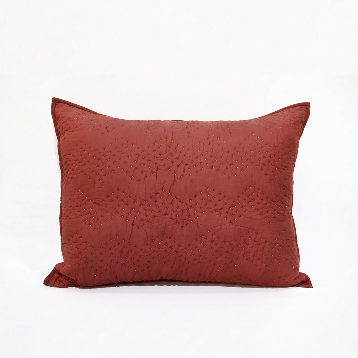 Rust Kantha Quilted Bed Set | Chevron Pattern | Handmade | Twin, Queen & King