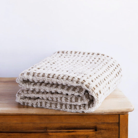 ZULU Handwoven Cotton Tufted Throw Blanket – Check Pattern, 50×60 inches
