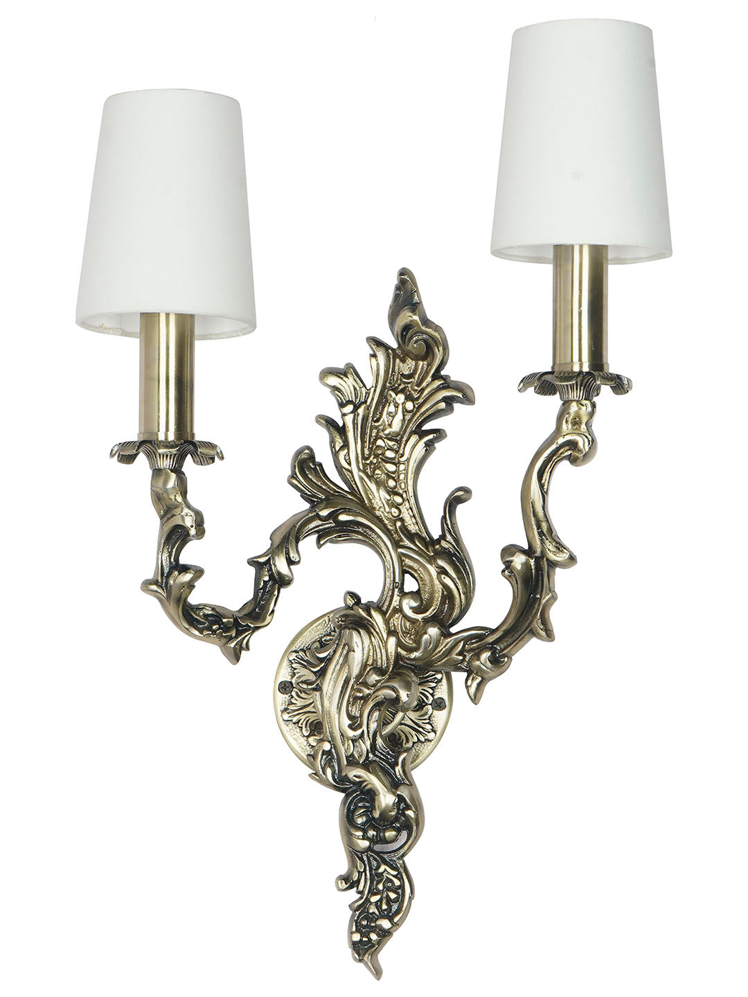 Brass Antique Fabric Aluminium 2-Light Wall Sconce – 55.9 cm