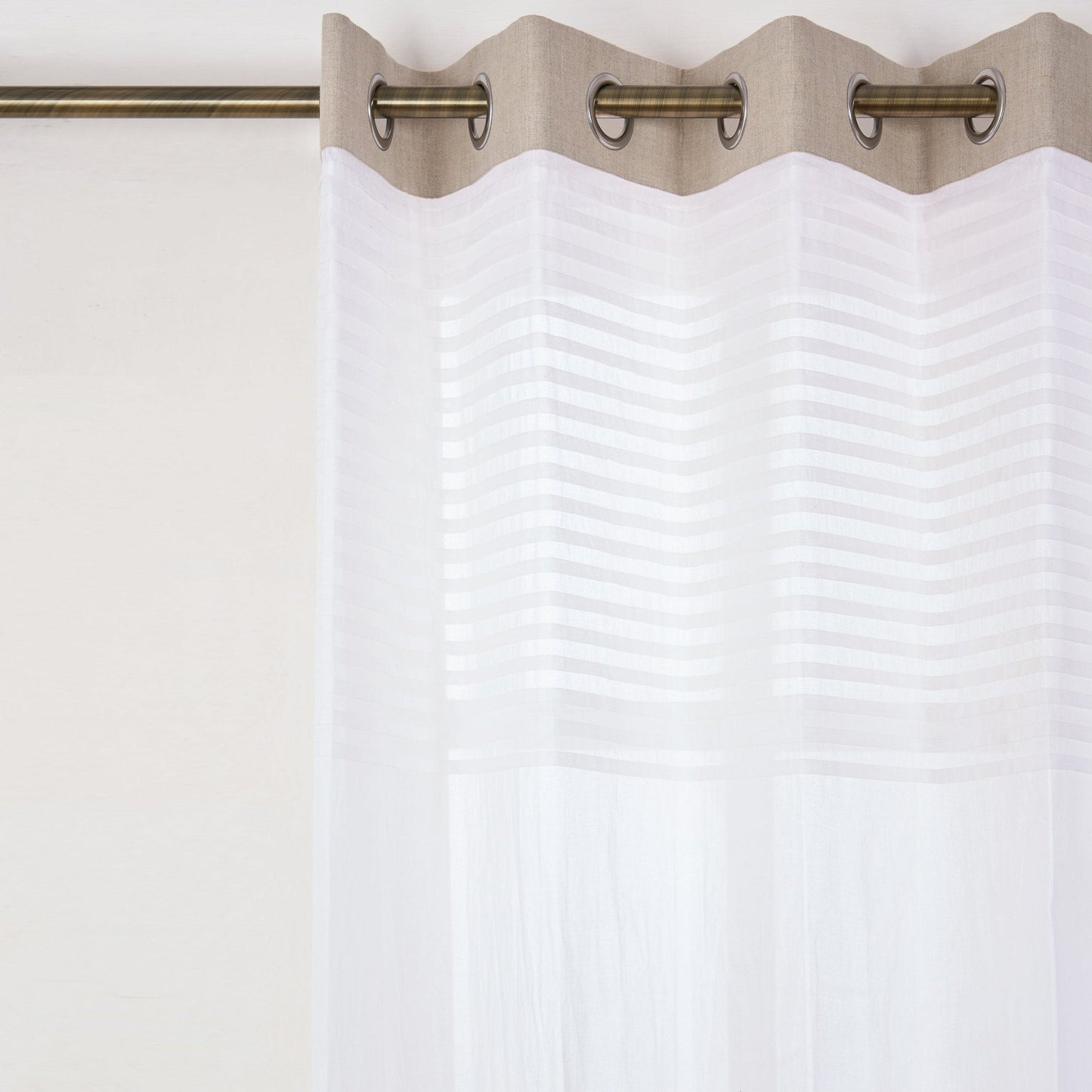 Elegant Linen & Organdy Pleated Sheer Curtain – White