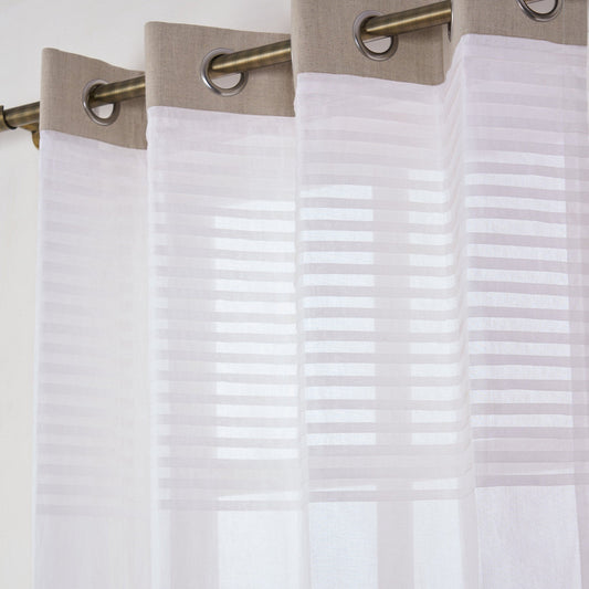 Elegant Linen & Organdy Pleated Sheer Curtain – White