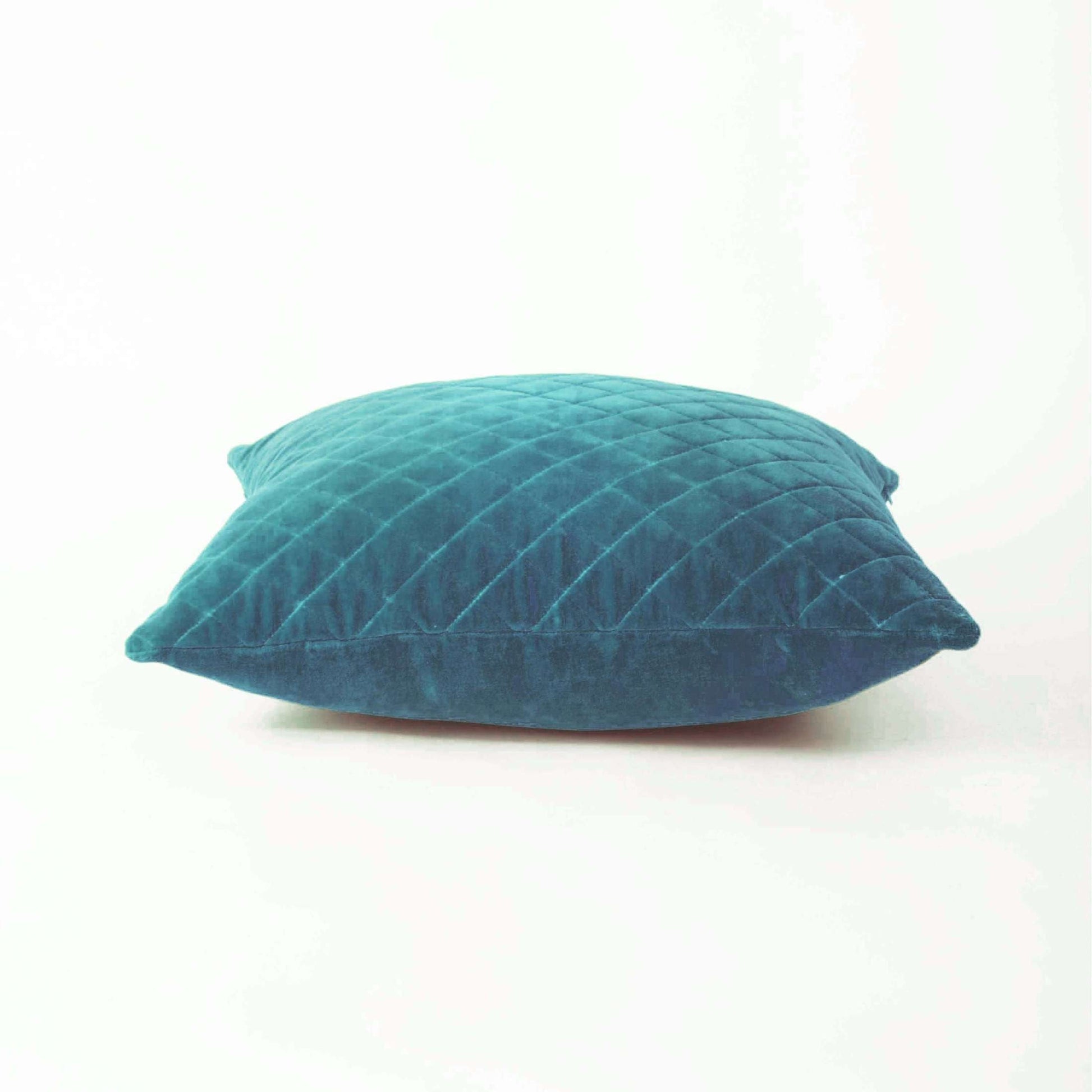 Dark Turquoise Quilted Velvet Pillow Cover – 16×16 & 18×18 – Vliving