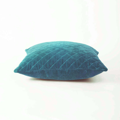 Dark Turquoise Quilted Velvet Pillow Cover – 16×16 & 18×18 – Vliving