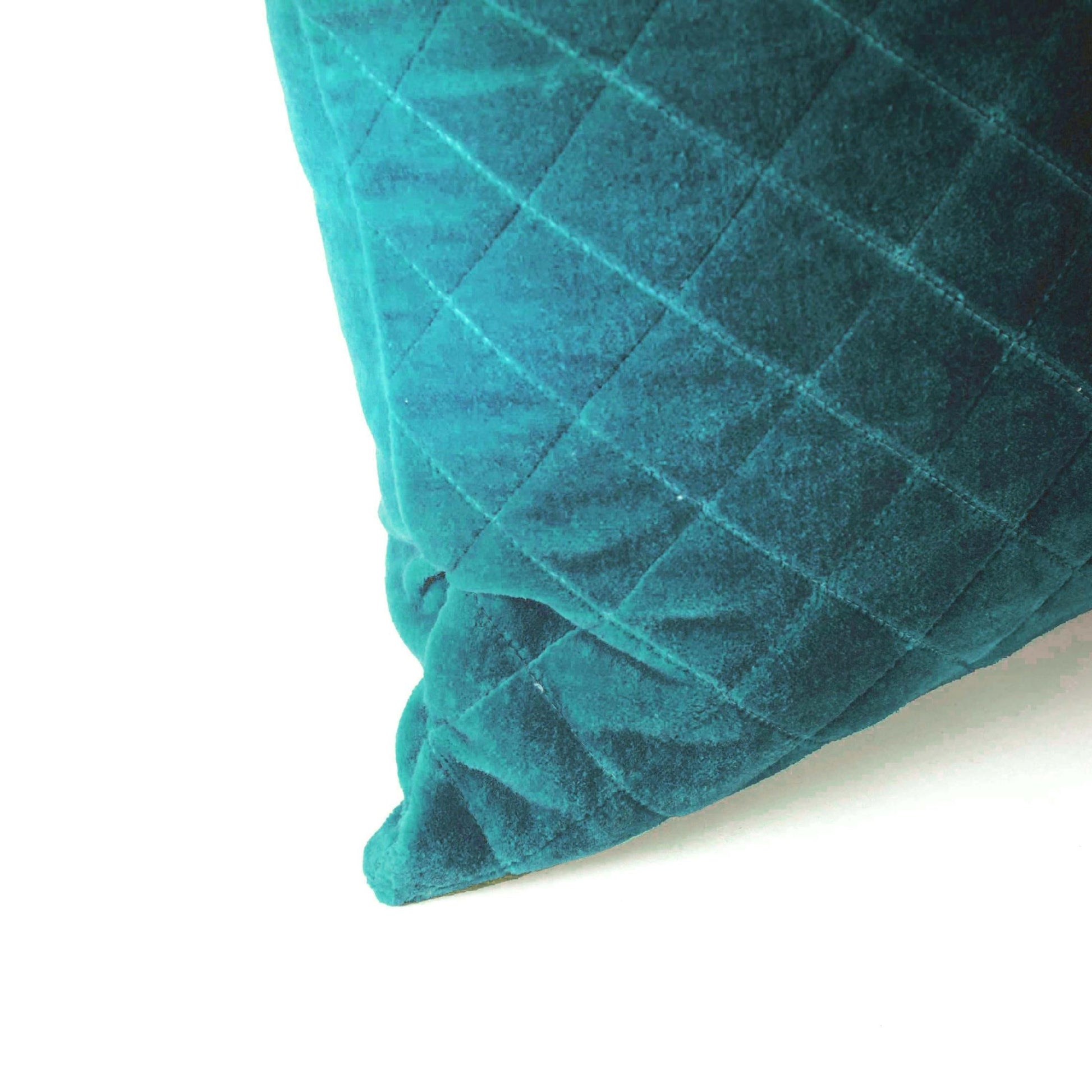 Dark Turquoise Quilted Velvet Pillow Cover – 16×16 & 18×18 – Vliving
