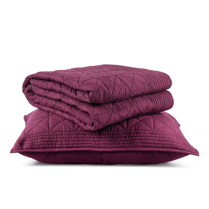 Plum Cotton Handcrafted Diamond Quilted Bed Set – Twin Queen King