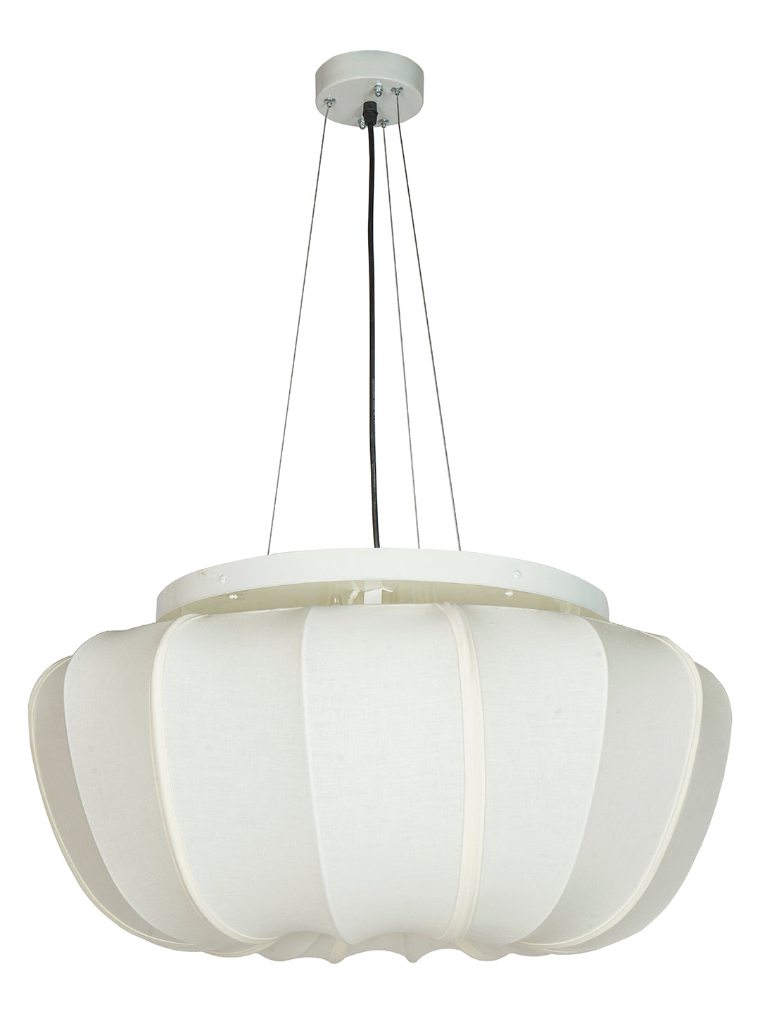 Ivory Fabric Mild Steel 5-Light Pendant – 61 cm