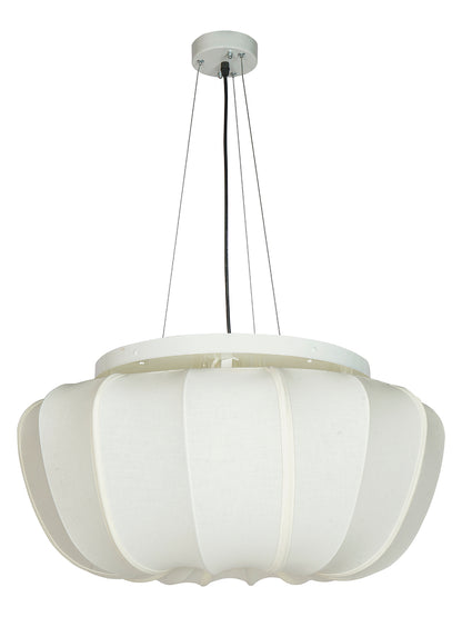Ivory Fabric Mild Steel 5-Light Pendant – 61 cm