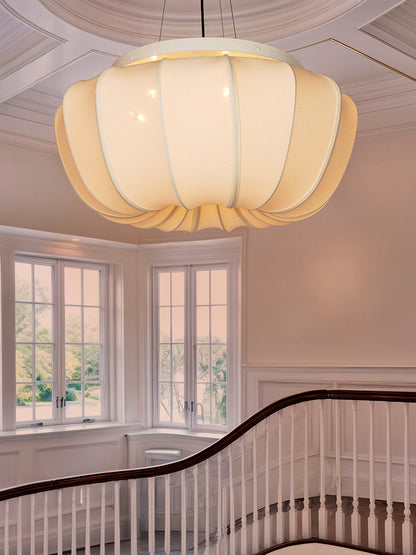 Ivory Fabric Mild Steel 5-Light Pendant – 61 cm