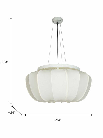 Ivory Fabric Mild Steel 5-Light Pendant – 61 cm