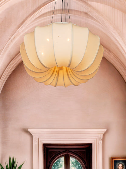 Ivory Fabric Mild Steel 5-Light Pendant – 61 cm