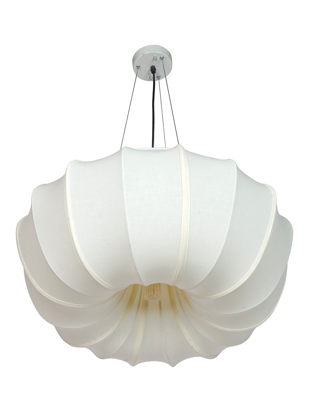 Ivory Fabric Mild Steel 5-Light Pendant – 61 cm