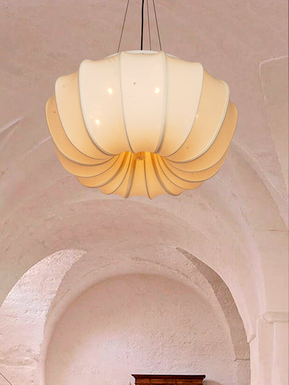 Ivory Fabric Mild Steel 5-Light Pendant – 61 cm