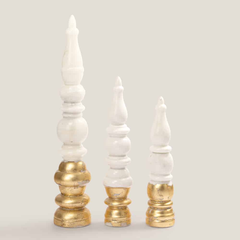 Gold Leafed Marble Temple Corner Sculpture Luxury Home Décor