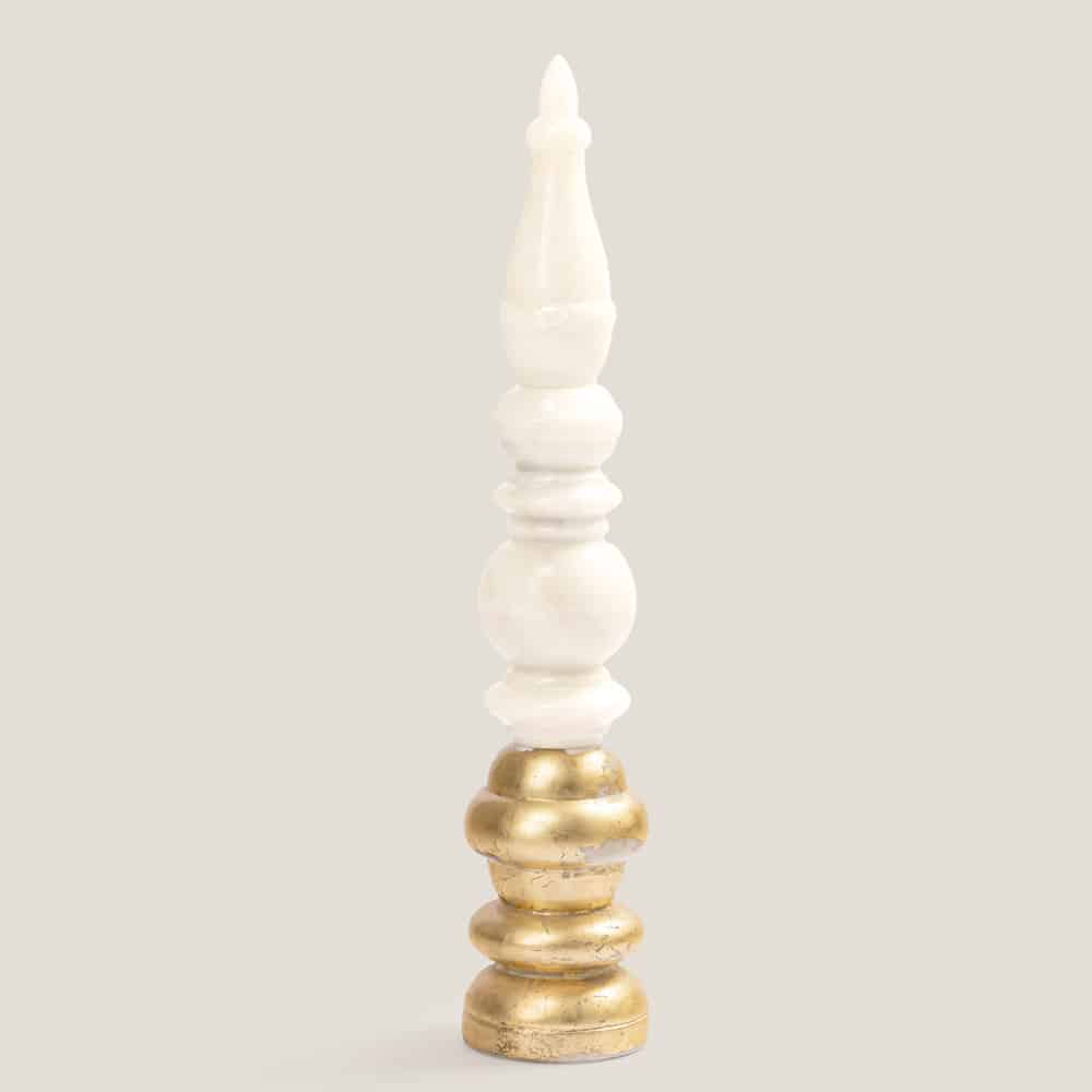 Gold Leafed Marble Temple Corner Sculpture Luxury Home Décor