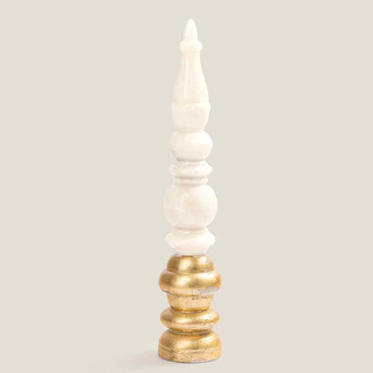 Gold Leafed Marble Temple Corner Sculpture Luxury Home Décor