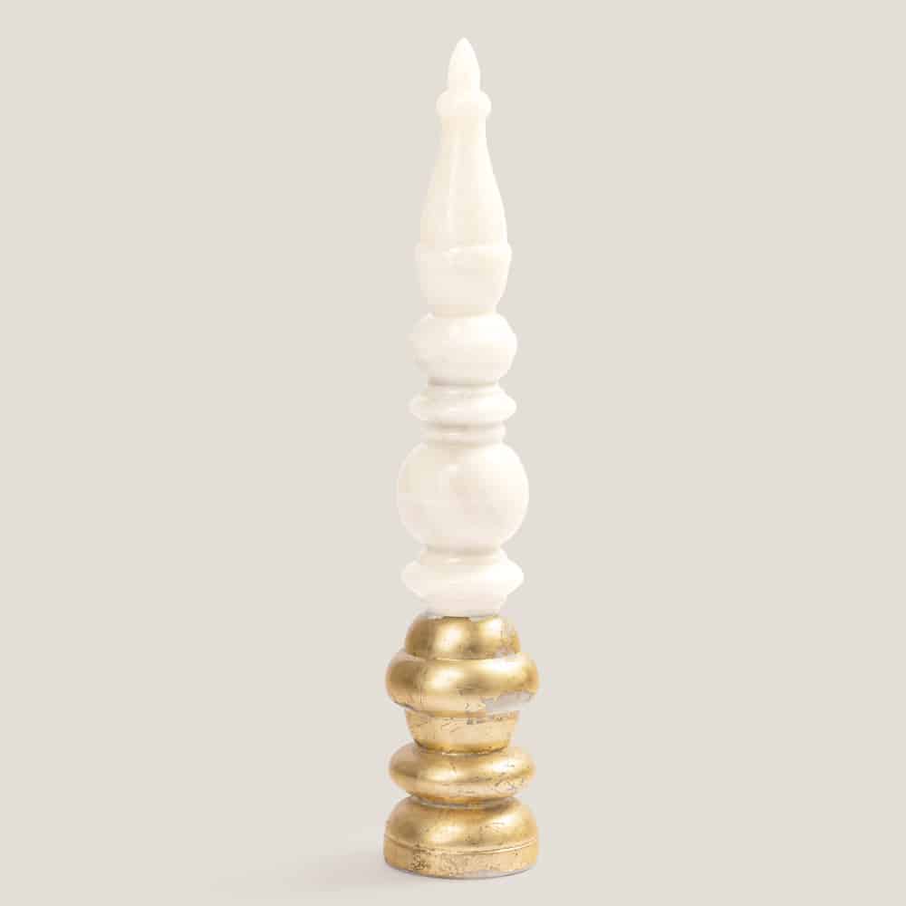 Gold Leafed Marble Temple Corner Sculpture Luxury Home Décor