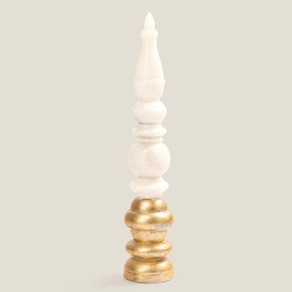 Gold Leafed Marble Temple Corner Sculpture Luxury Home Décor