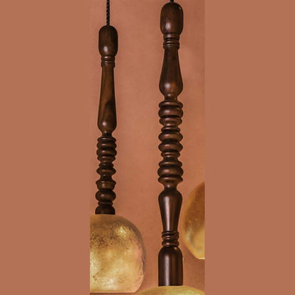Handcrafted Wooden Bubble Pendant with Gold Leaf Detailing