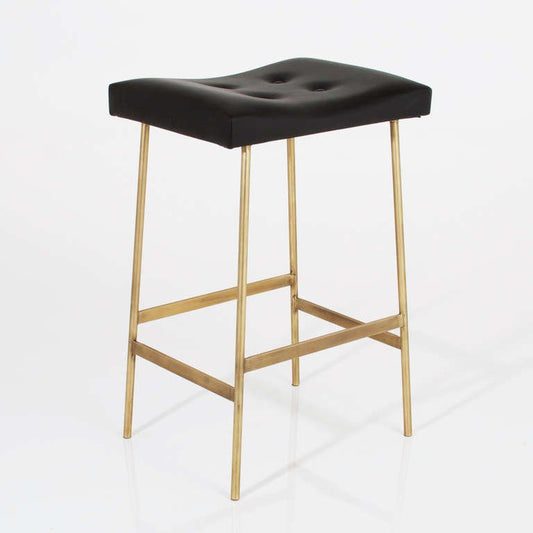Premium Metal Leather Bunda Bar Stool - Tufted Upholstery, Custom Heights