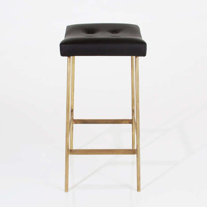 Premium Metal Leather Bunda Bar Stool - Tufted Upholstery, Custom Heights